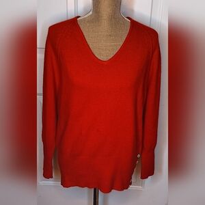 Liz Claiborne Red V-Neck Sweater  Size M-1 flaw- spot on front (see Photo)